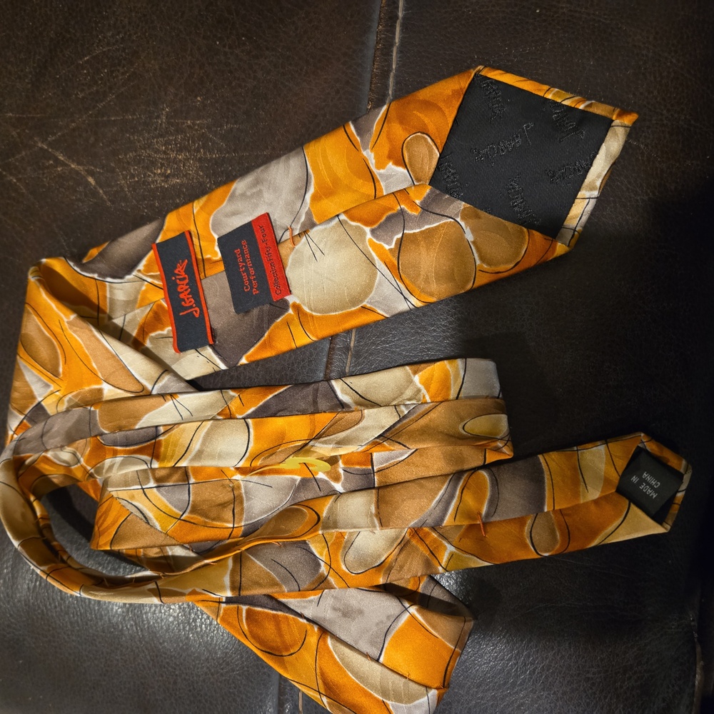 J. Garcia 100% Silk Courtyard Performance Collection 54 Orange Men's Tie - Picture 2 of 6